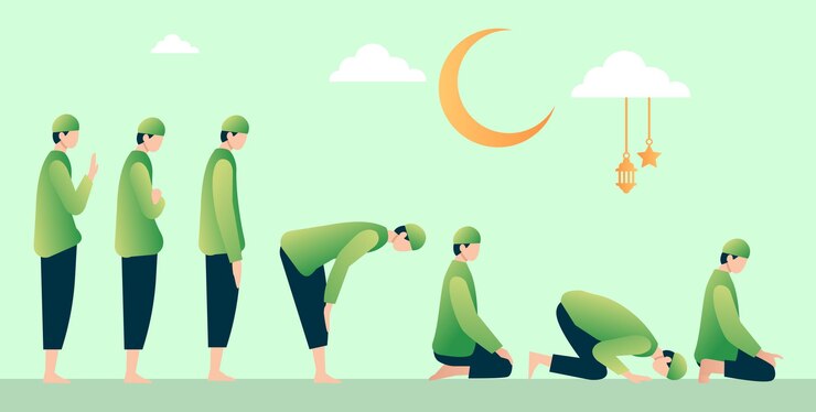 Vector vector illustration of salat prayer pose