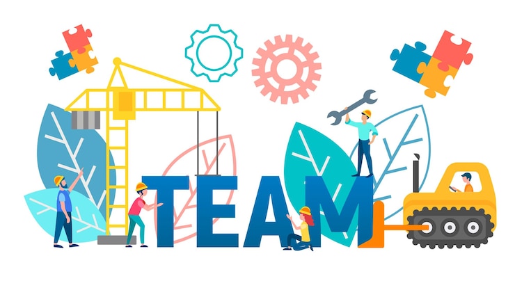 Vector vector illustration of teamwork concept office workers working on the project