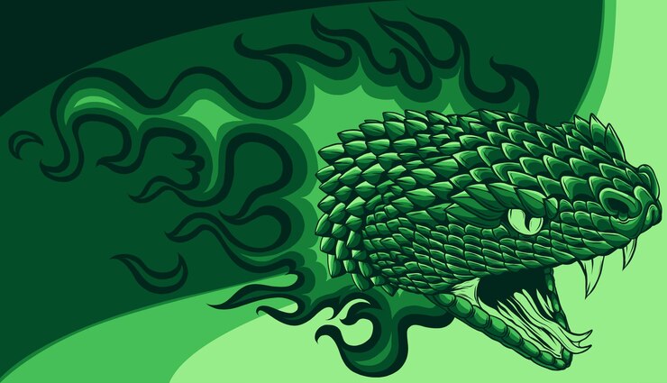 Vector vector illustration of viper snake with flame