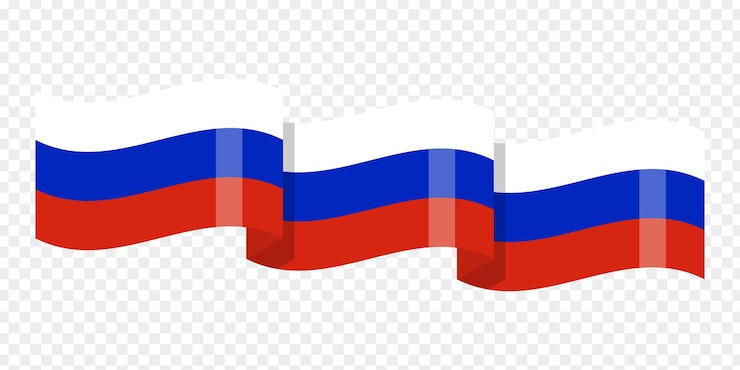 Vector vector illustration of wavy russia flag on transparent background