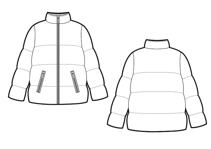 Vector vector illustration of womens winter down coat