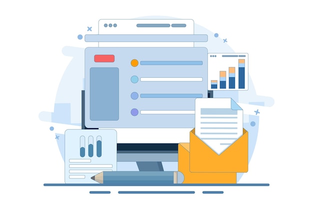 vector illustration Online digital mail media content or Email service network website feedback