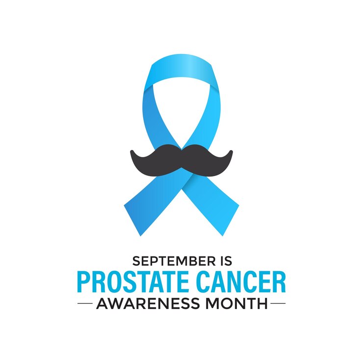 Vector illustration Prostate Cancer Awareness Realistic LightBlue Ribbon with mustache Background