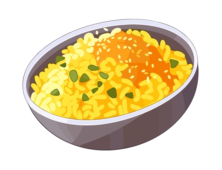Vector vector illustration vector cartoon of curry rice on the plate