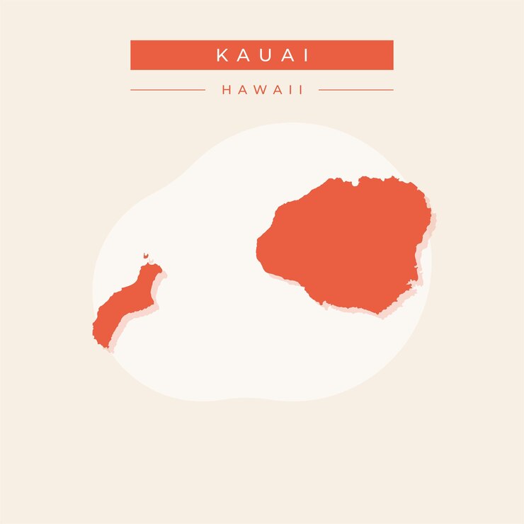 Vector illustration vector of Kauai map Hawaii