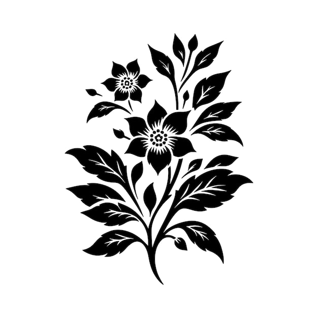 Vector illustrations of simple black and white flower silhouette