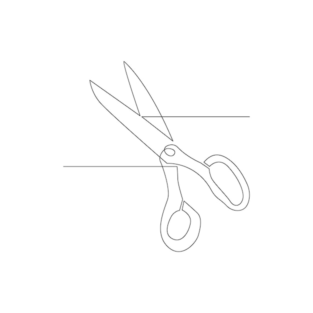 Vector in one continuous line drawing of scissors concept of sewing isolated on white background
