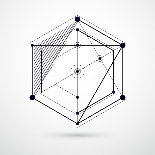 Vector industrial and engineering black and white background, future technical plan. Modern geometric composition can be used as template and layout.