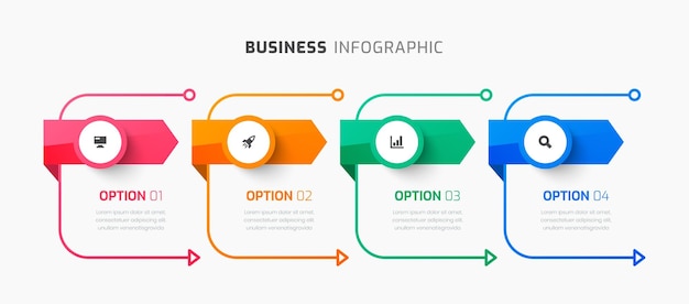 vector infographic business with abstract design icon and 4 options for presentations