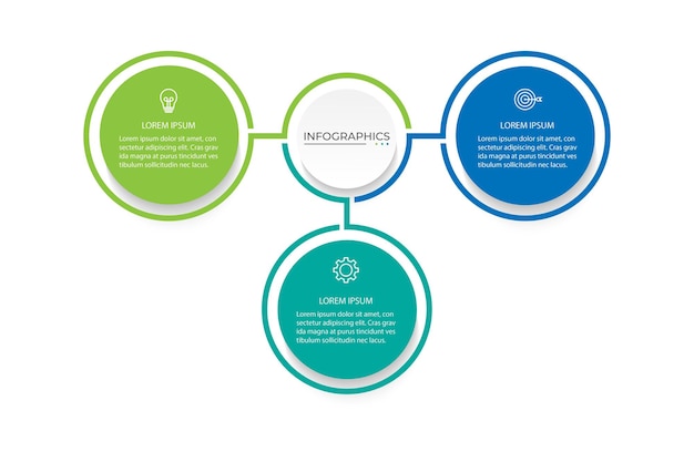 vector infographics label design with circles and marketing icons business concept with 3 steps