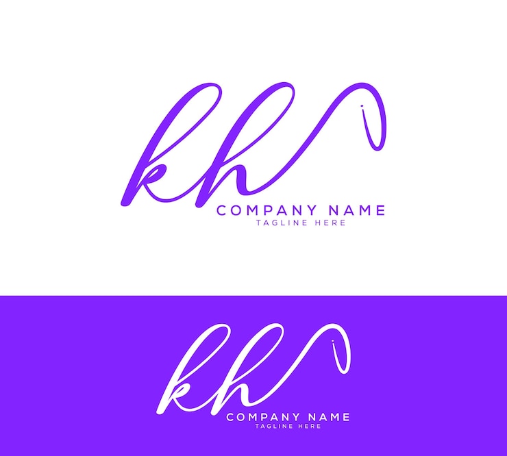Vector vector kh initial letter handwriting and signature logo