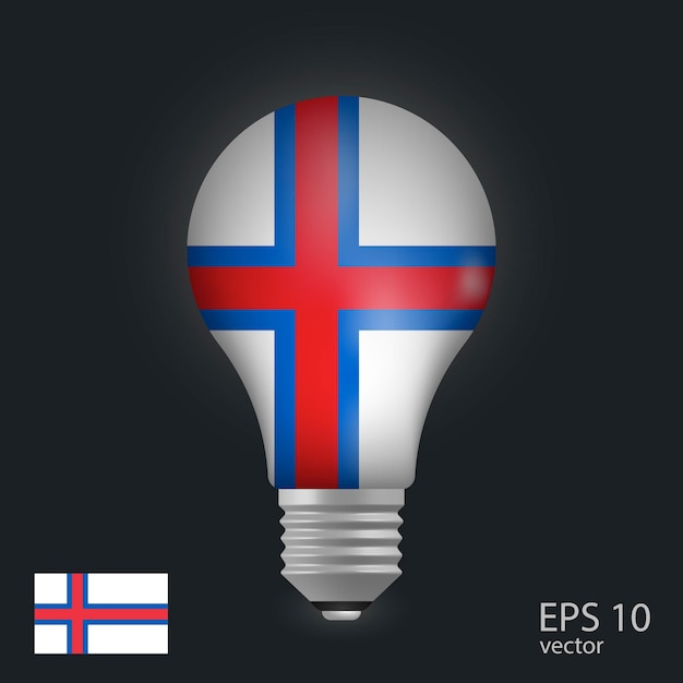 vector light bulb with flag of faroe islands 3d rendering isolated on gray background