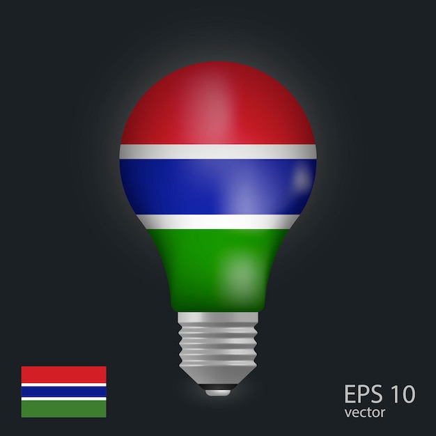 vector light bulb with flag of gambia 3d rendering isolated on gray background