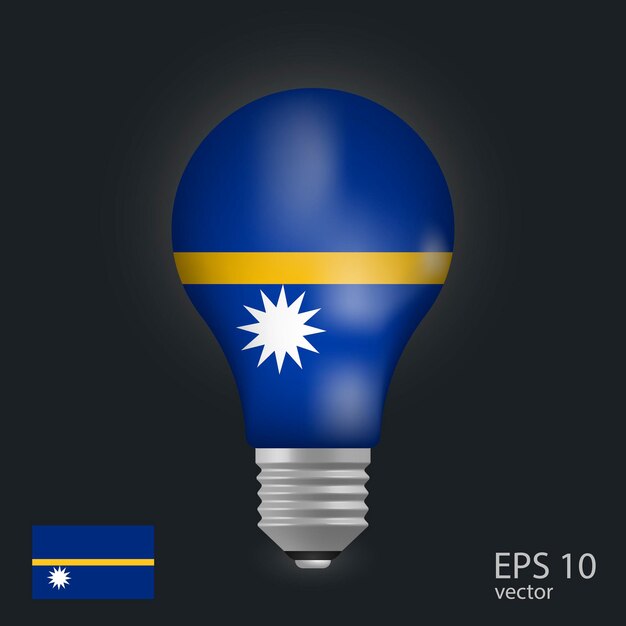 Vector light bulb with flag of Nauru 3D rendering isolated on gray background