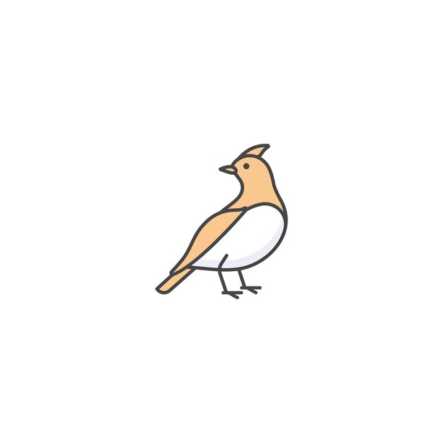 Vector linear icon design waxwing bird on white background Waxwing colorful emblems or badges