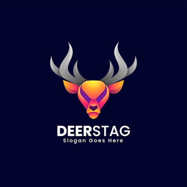 Vector Logo Illustration Deer Stag Gradient Colorful Style