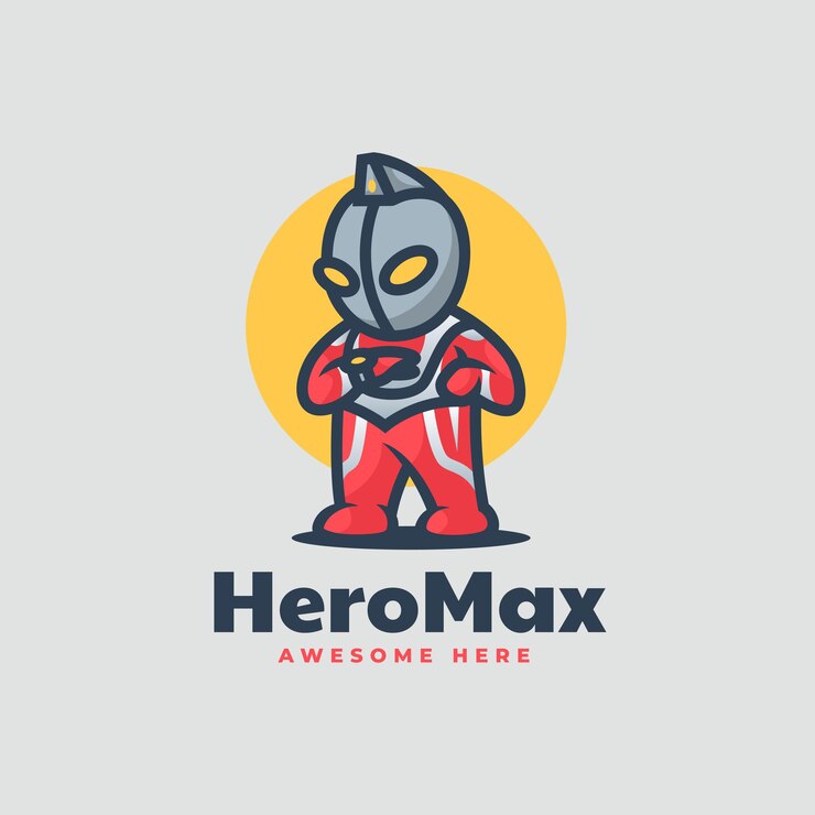 Vector Logo Illustration Hero Max Mascot Cartoon Style