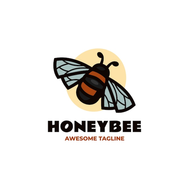 Vector Logo Illustration Honey Bee Simple Mascot Style