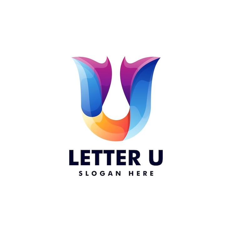 Vector vector logo illustration letter u gradient colorful style