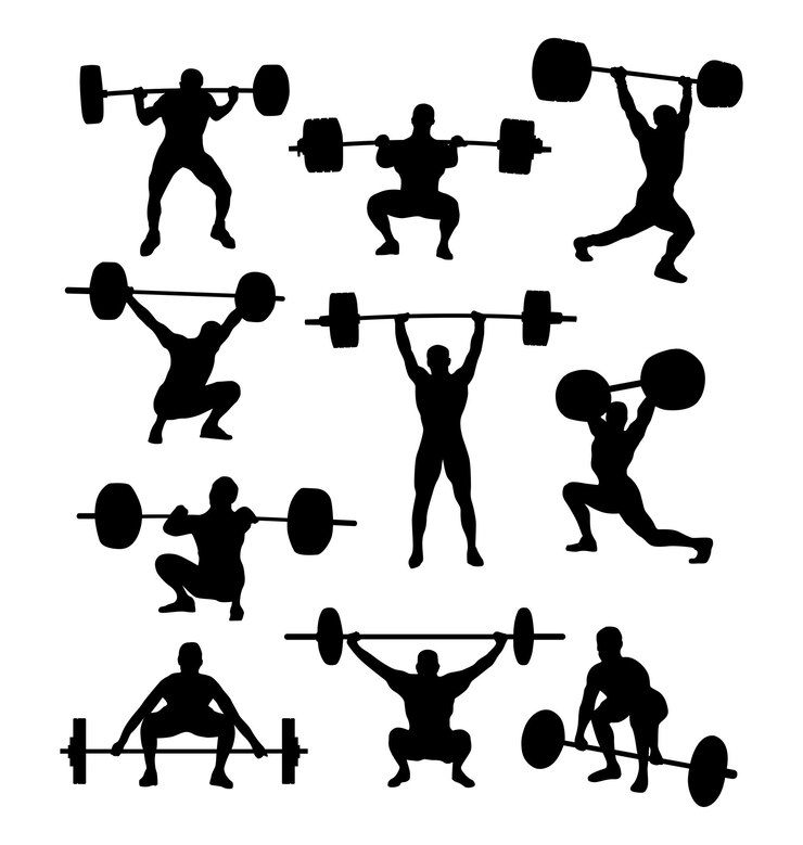 Vector vector man weightlifting silhouettes