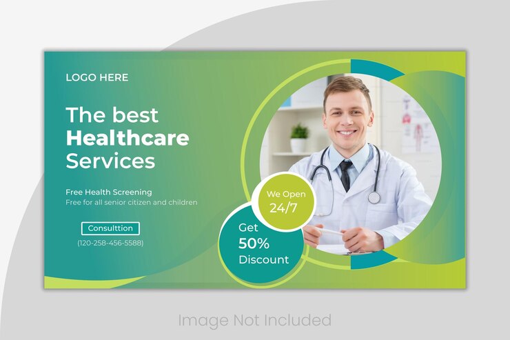 Vector medical healthcare you tube thumbnail and banner template