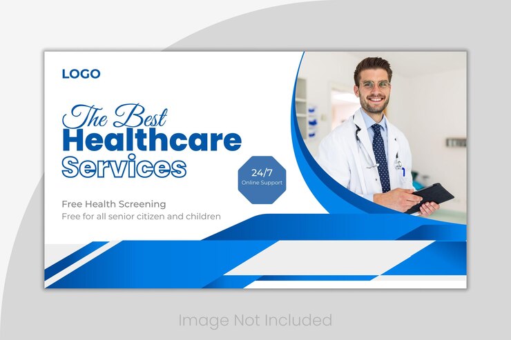 Vector medical healthcare you tube thumbnail and banner template