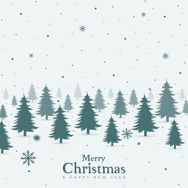 vector merry christmas and happy new year greeting card with xmas trees winter season background