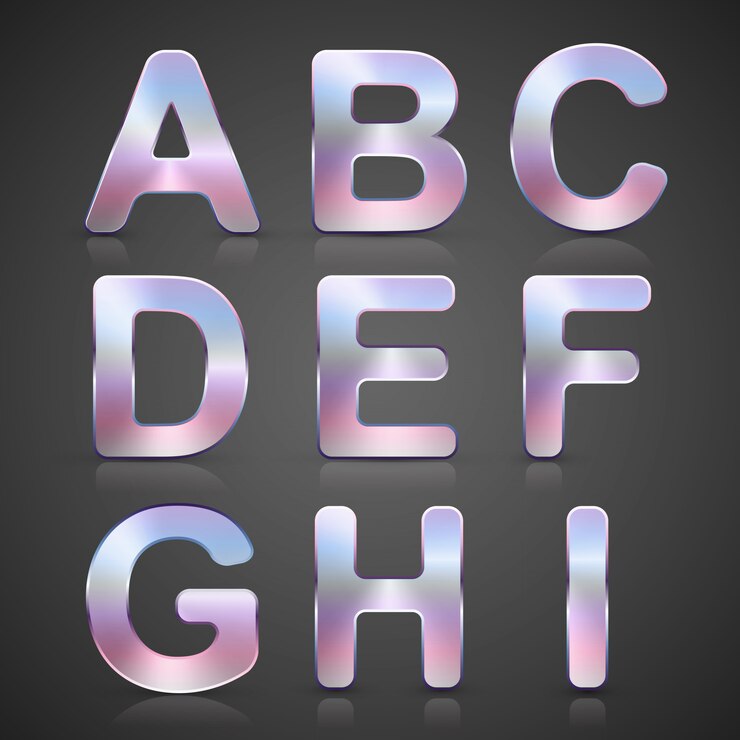 Vector vector metallic silver alphabet set.