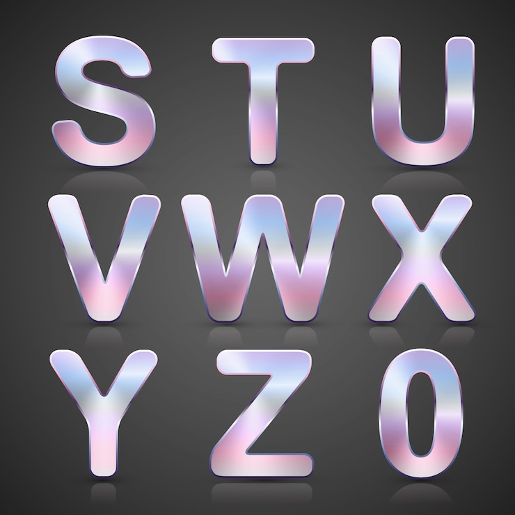 Vector vector metallic silver alphabet set.