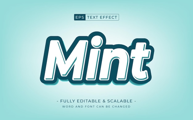 vector mint 3d editable text effect style