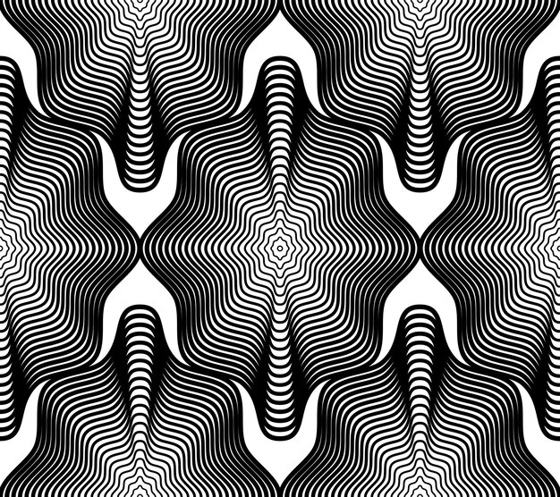 vector monochrome stripy endless pattern, art continuous geometric background with graphic lines.