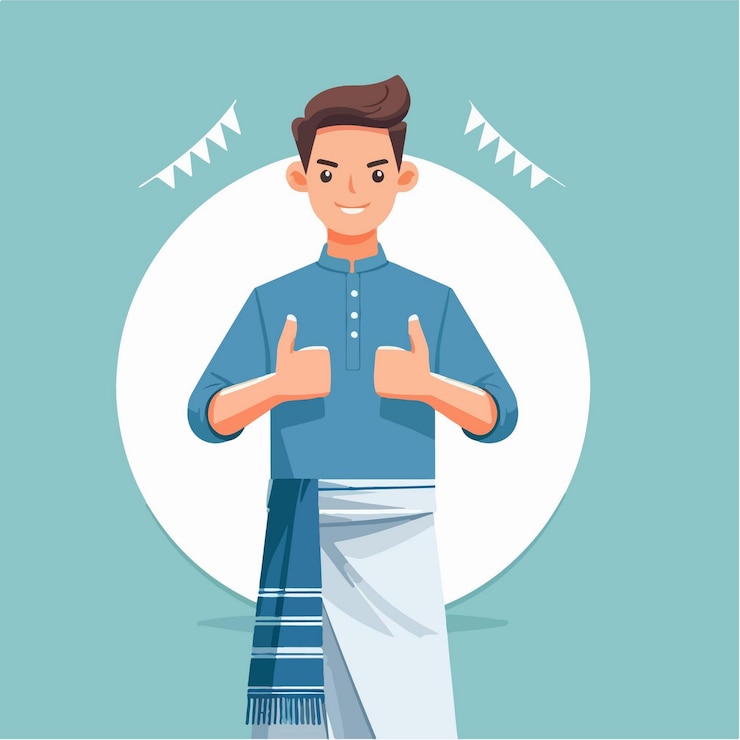 Vector vector muslim kid with simple flat and cartoon design style