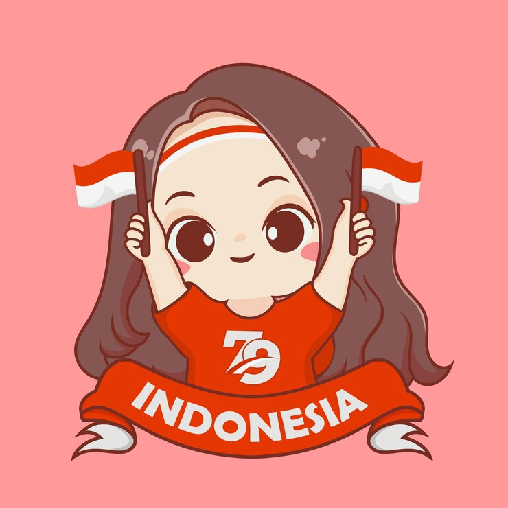 Vector vector of indonesian childrens characters on a flat background