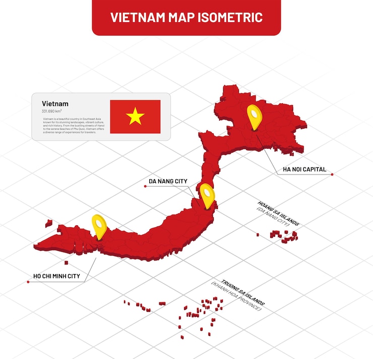 Vector of Isometric Vietnam map