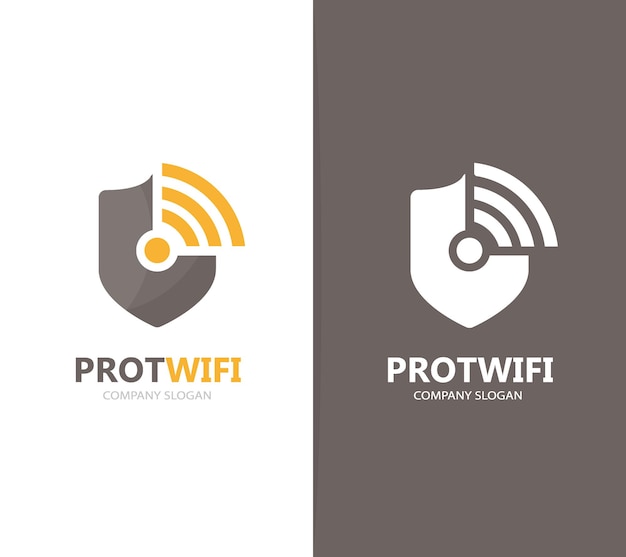 Vector of shield and wifi logo combination security and signal symbol or icon unique protect and