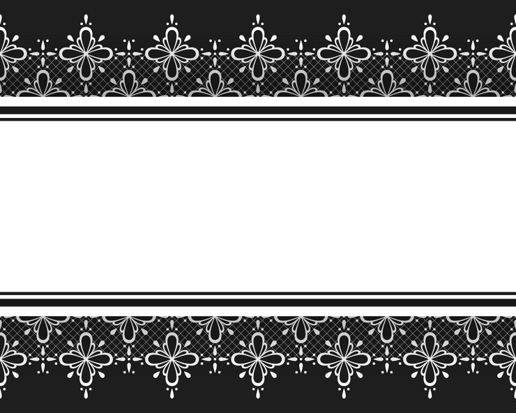 Vector vector paper cut horizontal banner with copy space white lace seamless border on black background