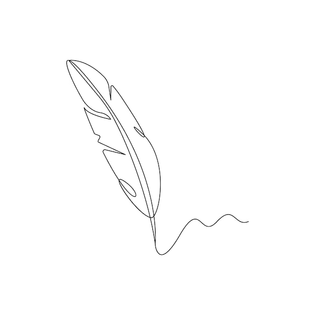 vector quill pen continuous one line art drawing on white background minimalist art illustration pro