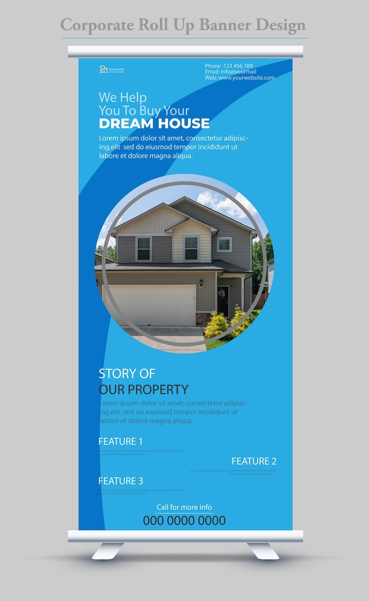 Vector vector real estate company roll up banner or display standee template