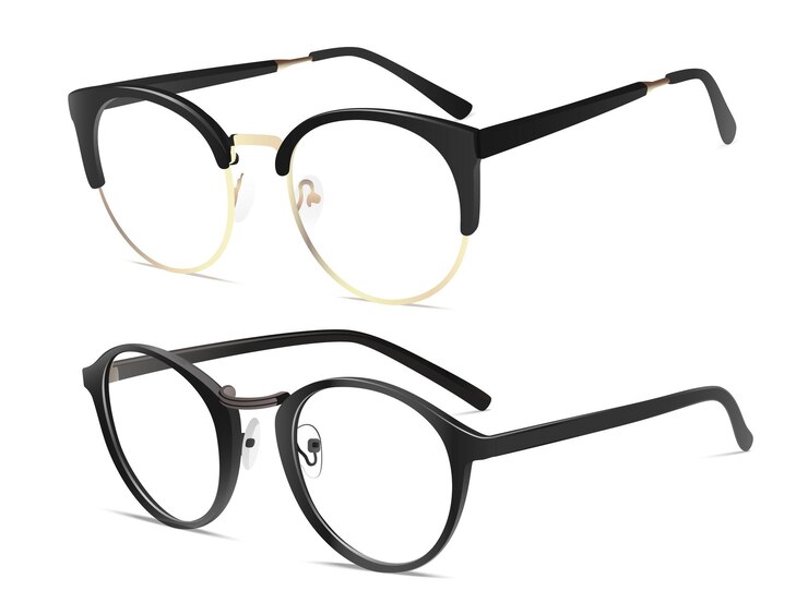Vector realistic glasses with black handle
