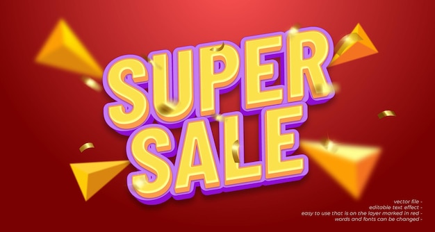 vector realistic super sale 3d text effect