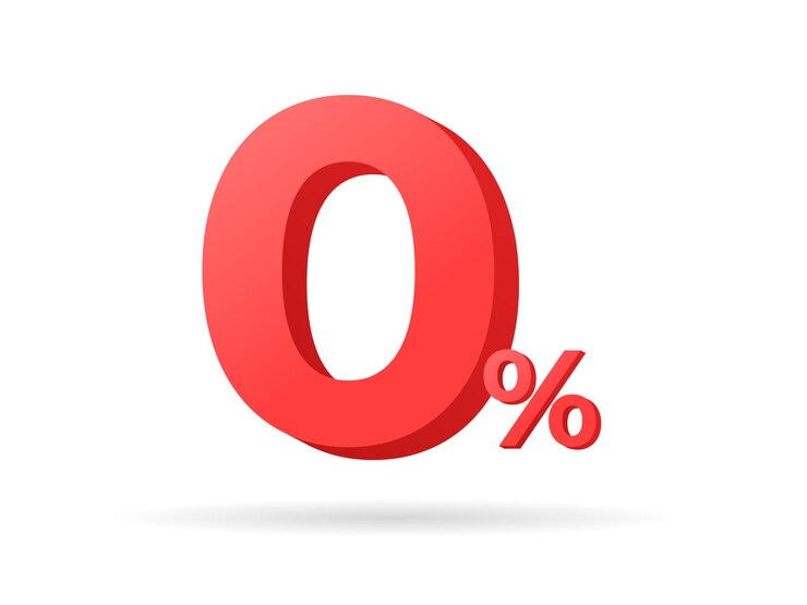 Vector Red zero percent or 0 special offer and discount