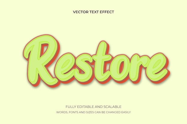 Vector restore 3d style editable text effect
