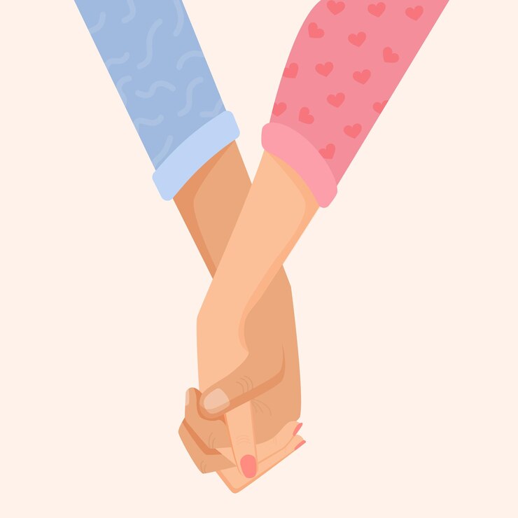 Vector vector romantic illustration with female and male hands for a postcard textiles decor poster banner