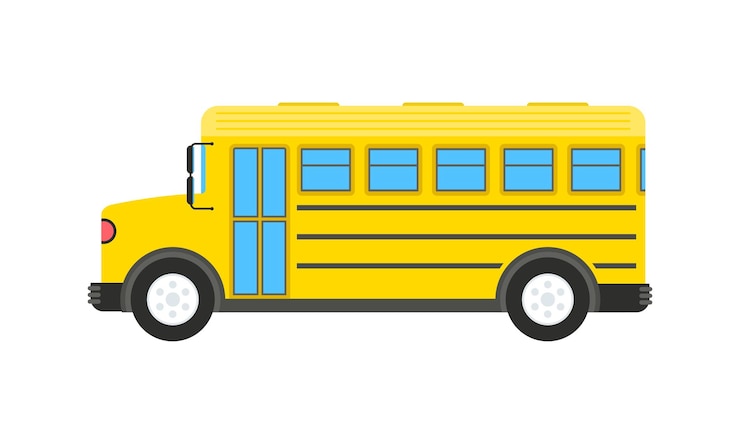 Vector vector school bus side view isolated on white background