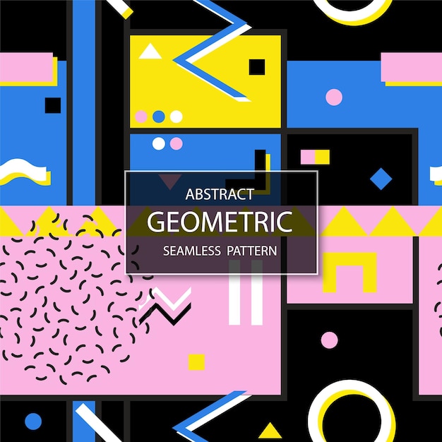 Vector seamless colorful abstract pattern with creative geometric shapes Bright trendy design