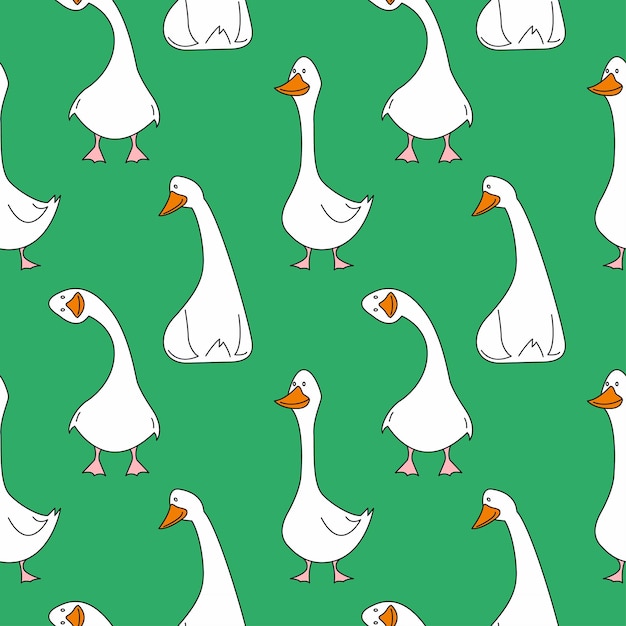 vector seamless funny pattern with geese cute comic print for fabric and paper
