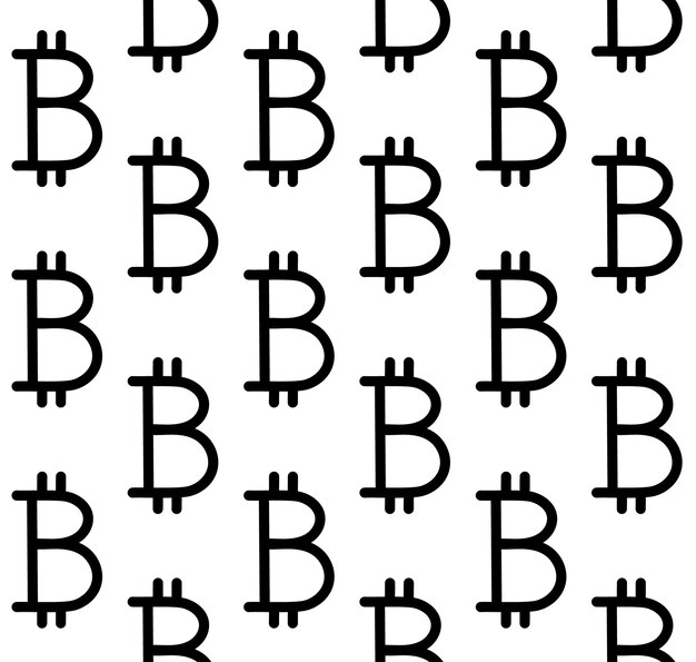 Vector seamless pattern of flat bitcoin sign
