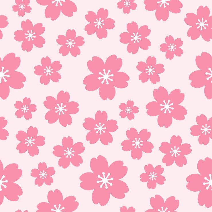 Vector seamless pattern with pink sakura flowers Cherry blossoms decorative seamless pattern