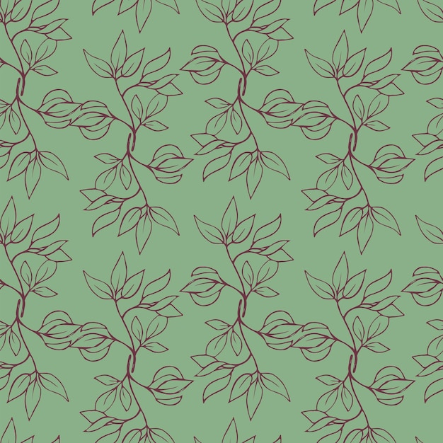 Vector seamless pattern with pomegranate branches and leaves