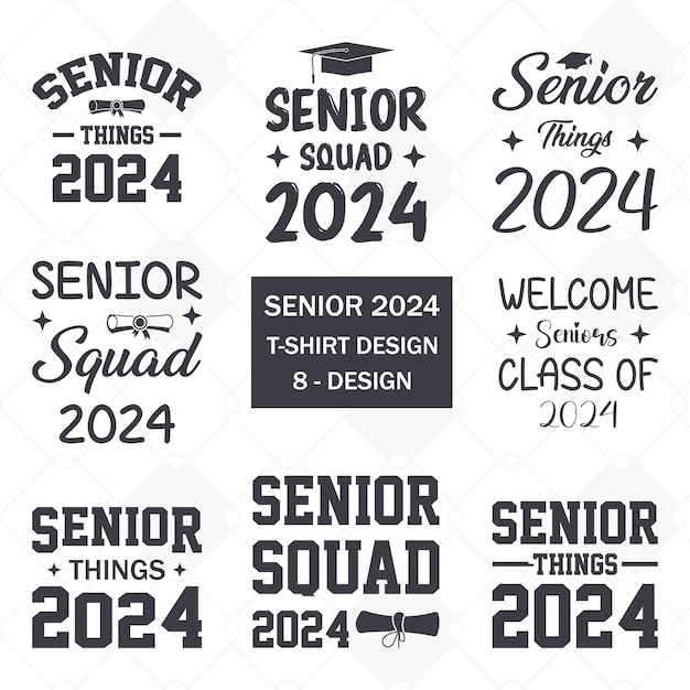 Vector Senior 2024 lettering class of 2024 stickers